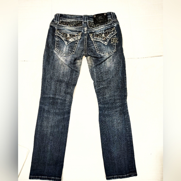 Miss Me Ankle Skinny Jeans,Women Blue Denim+Silver Studs,Distressed,Pockets, 26 - Picture 2 of 14